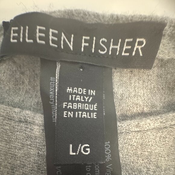 Eileen Fisher Knit Top Virgin Merino Wool Hi Low Gray Long Sleeve Top Size Large - Picture 5 of 6